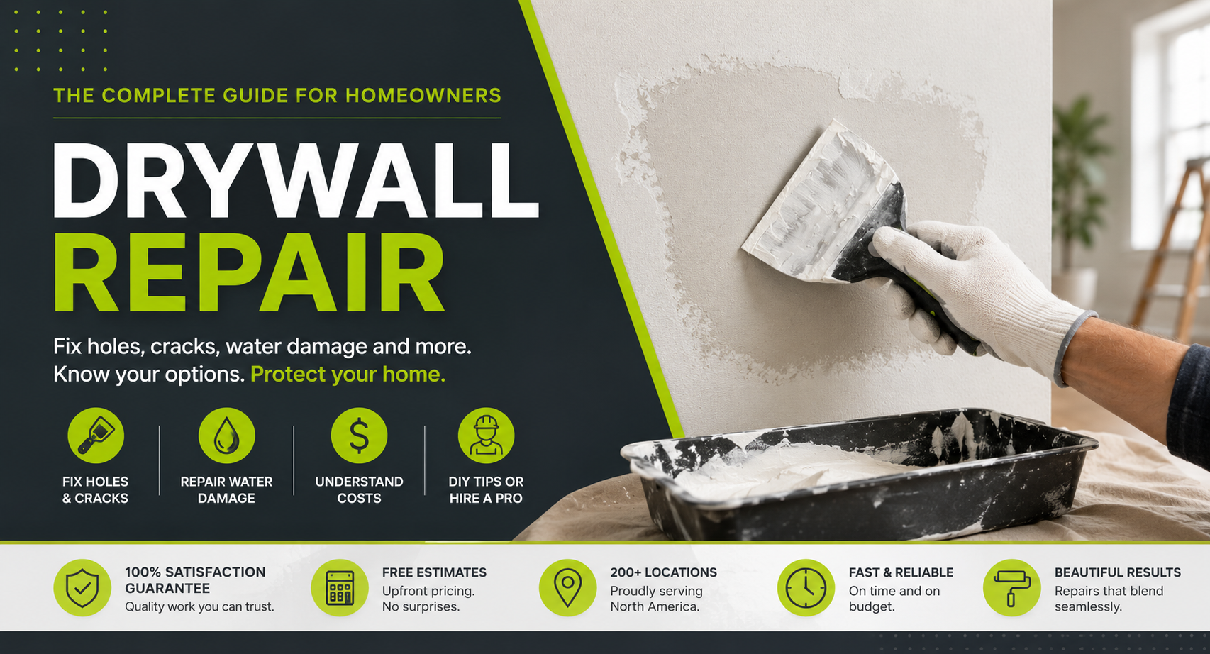 Homeowner repairing damaged drywall with joint compound during wall repair project.